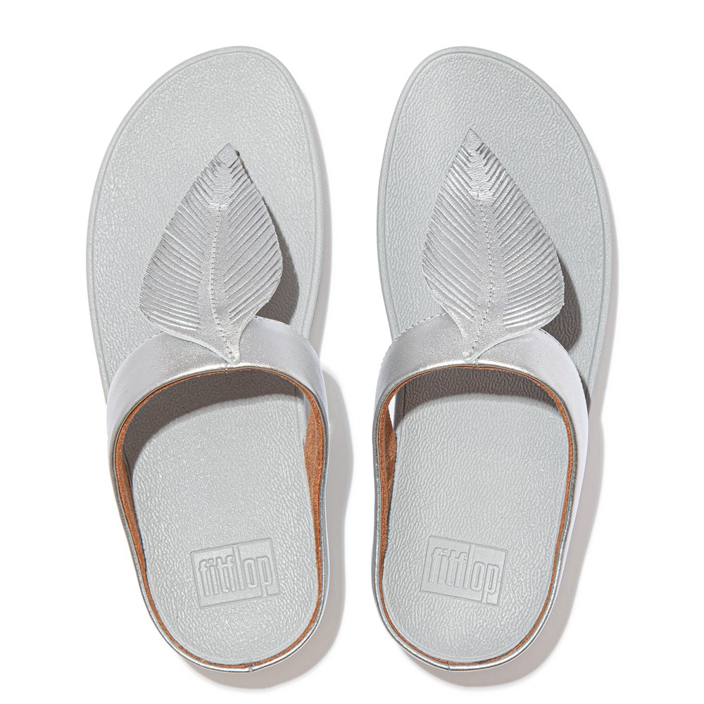 Fitflop Womens Sandals Silver - Fino Feather Metallic Toe-post - RM7341028